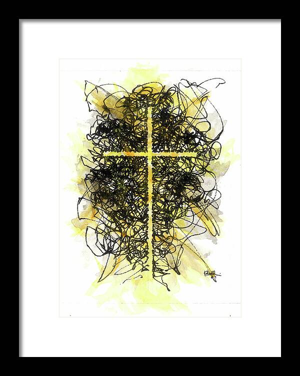 Chaos Order Cross 07 - Luminous Yellow - Framed Print