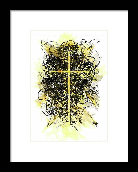Chaos Order Cross 07 - Luminous Yellow - Framed Print