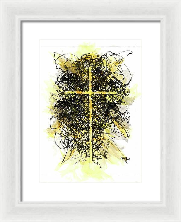 Chaos Order Cross 07 - Luminous Yellow - Framed Print
