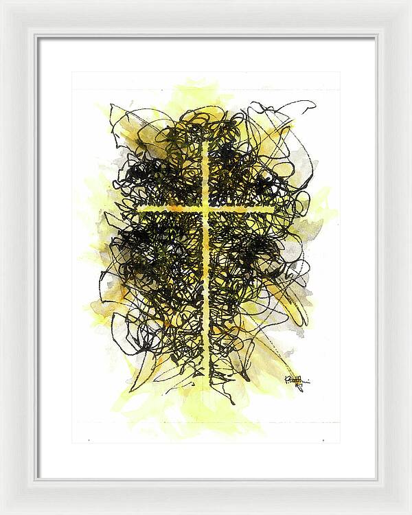 Chaos Order Cross 07 - Luminous Yellow - Framed Print