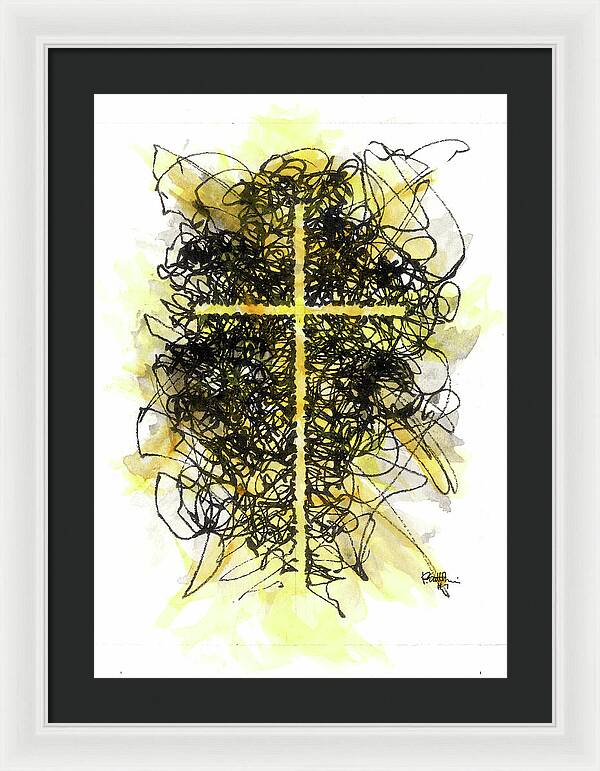 Chaos Order Cross 07 - Luminous Yellow - Framed Print