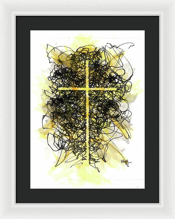 Chaos Order Cross 07 - Luminous Yellow - Framed Print