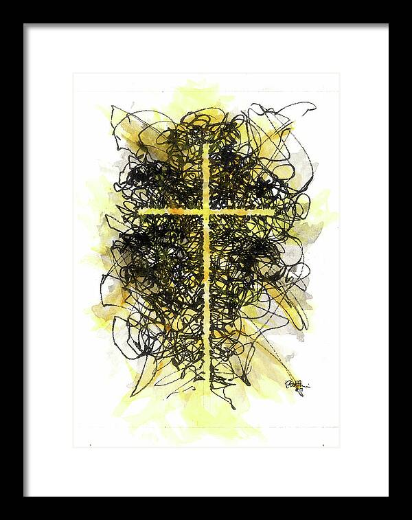 Chaos Order Cross 07 - Luminous Yellow - Framed Print