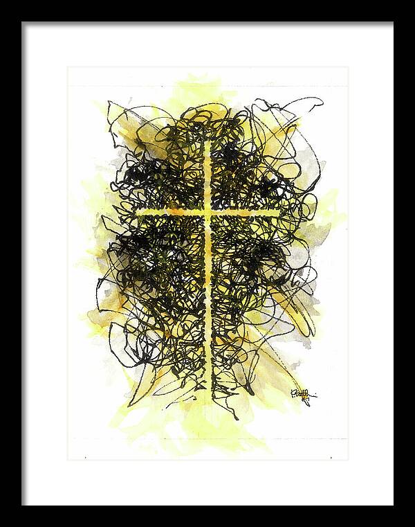 Chaos Order Cross 07 - Luminous Yellow - Framed Print