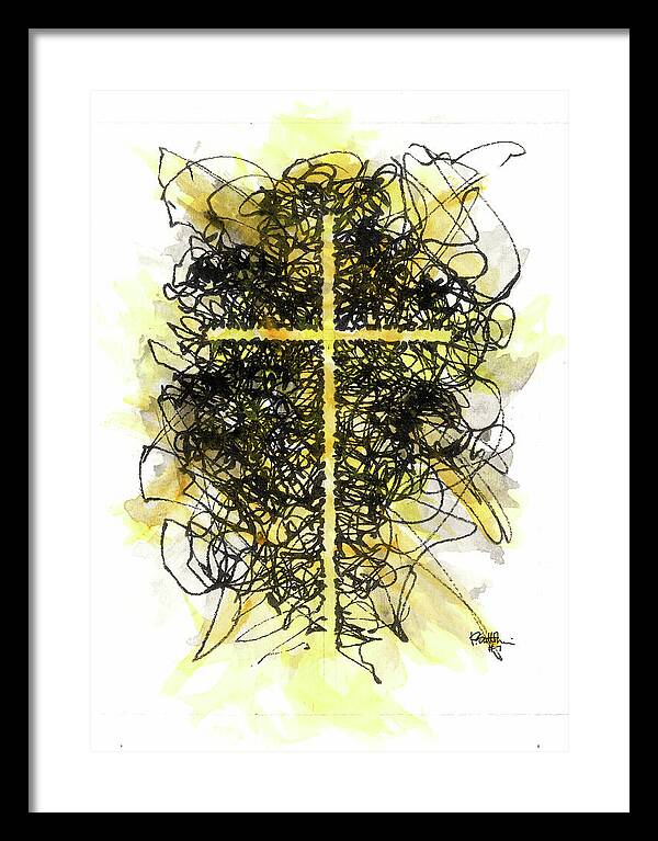 Chaos Order Cross 07 - Luminous Yellow - Framed Print