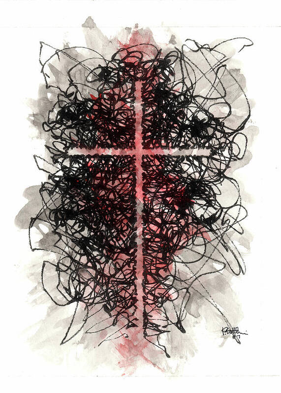 Chaos Order Cross 07 - Sorrowful Red - Art Print