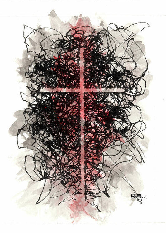 Chaos Order Cross 07 - Sorrowful Red - Art Print