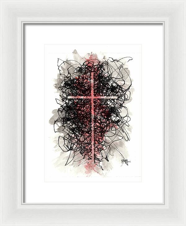 Chaos Order Cross 07 - Sorrowful Red - Framed Print