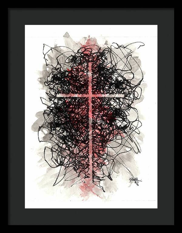 Chaos Order Cross 07 - Sorrowful Red - Framed Print