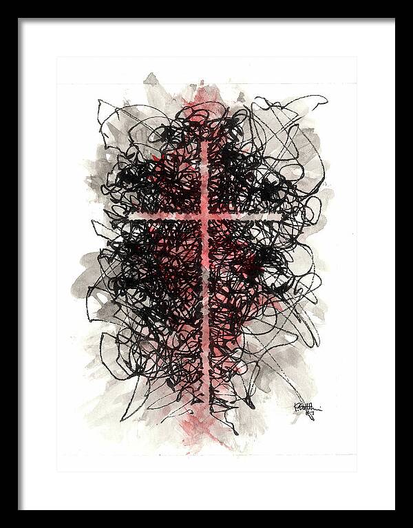 Chaos Order Cross 07 - Sorrowful Red - Framed Print