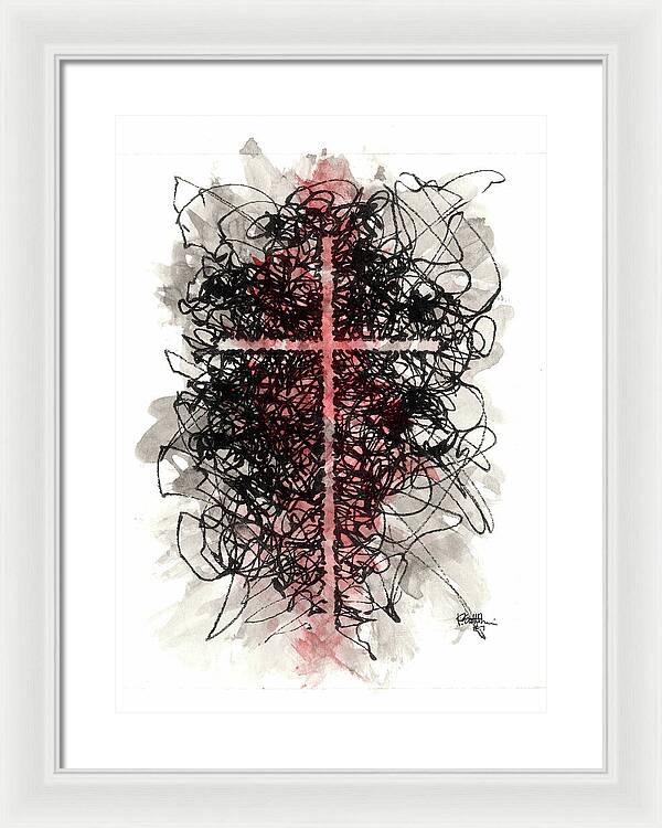 Chaos Order Cross 07 - Sorrowful Red - Framed Print