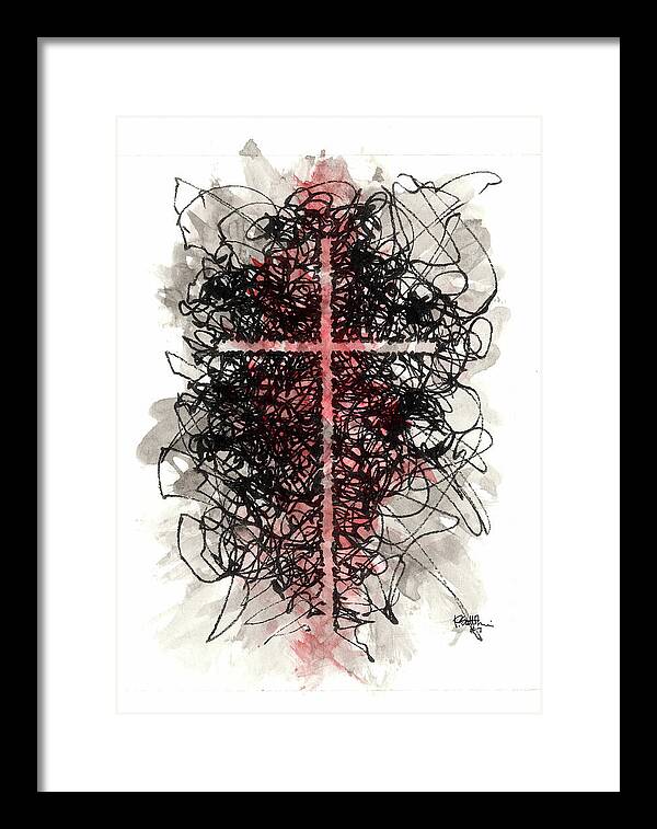 Chaos Order Cross 07 - Sorrowful Red - Framed Print