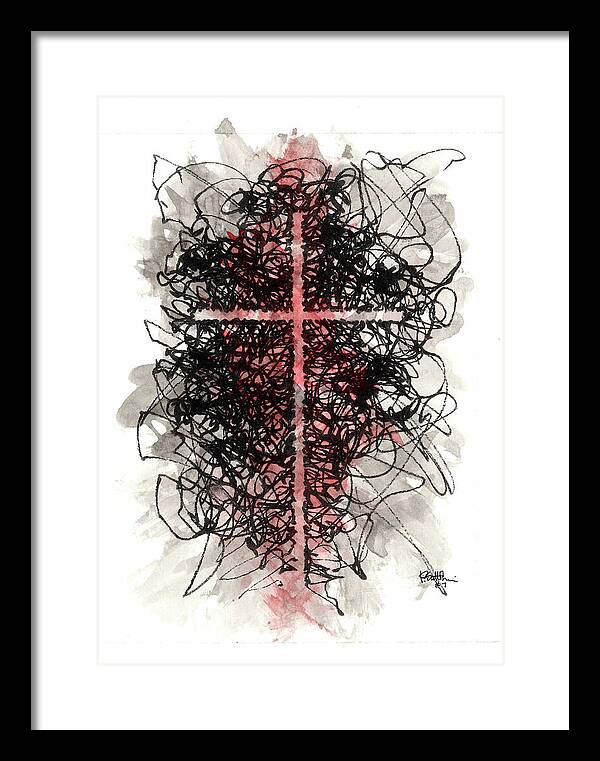 Chaos Order Cross 07 - Sorrowful Red - Framed Print