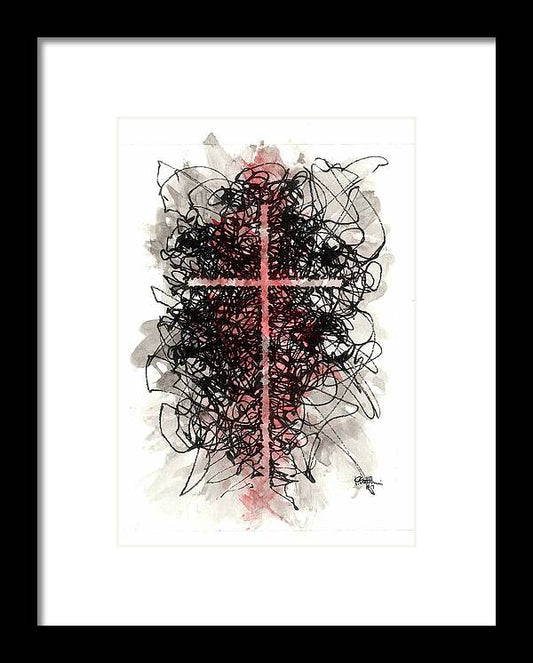 Chaos Order Cross 07 - Sorrowful Red - Framed Print