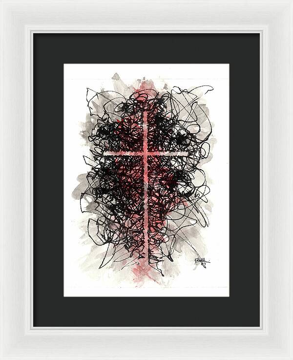 Chaos Order Cross 07 - Sorrowful Red - Framed Print