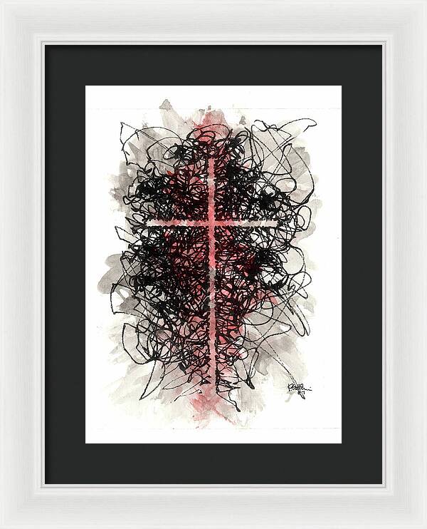 Chaos Order Cross 07 - Sorrowful Red - Framed Print