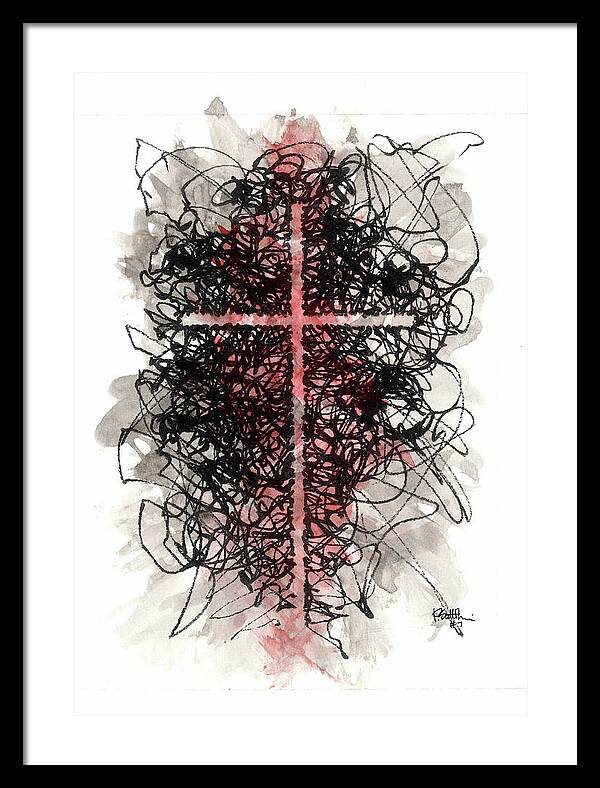 Chaos Order Cross 07 - Sorrowful Red - Framed Print