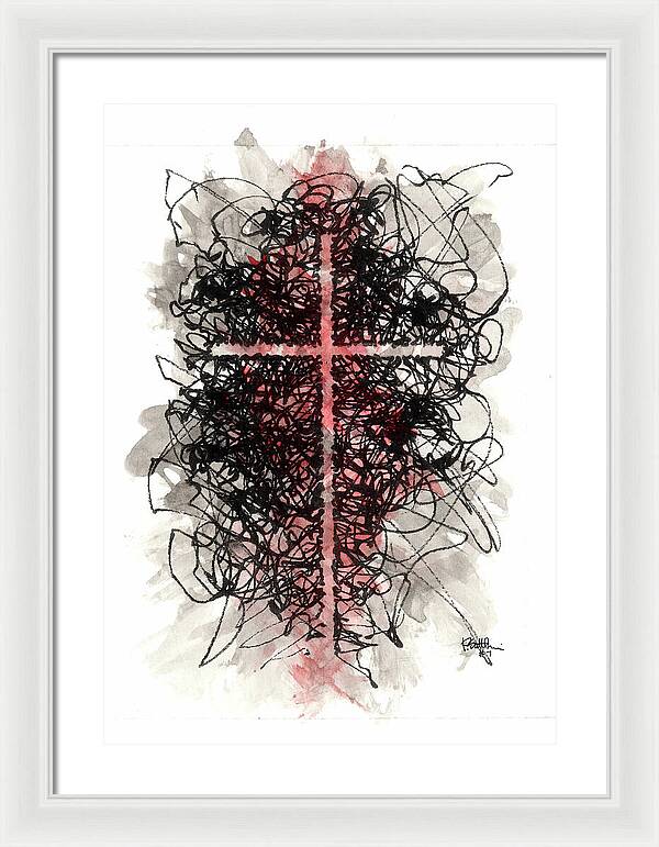 Chaos Order Cross 07 - Sorrowful Red - Framed Print