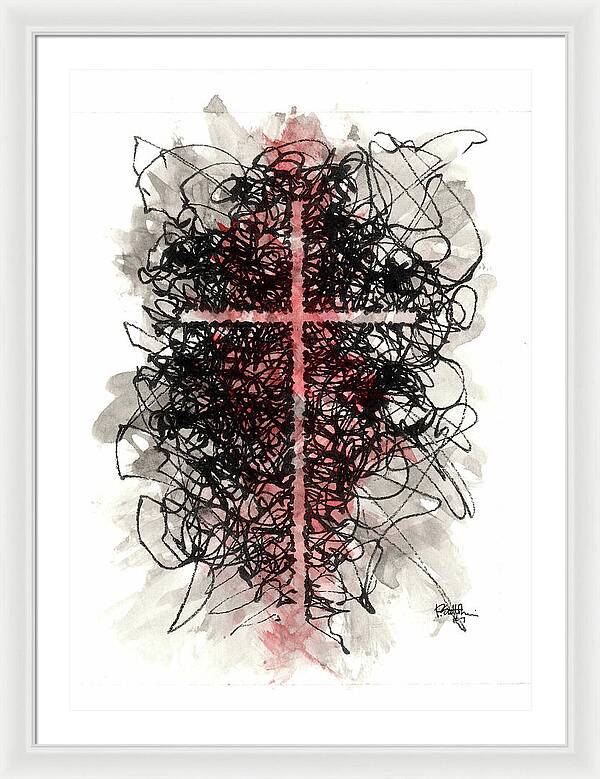 Chaos Order Cross 07 - Sorrowful Red - Framed Print