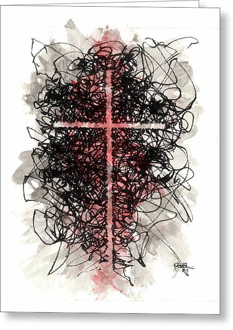 Chaos Order Cross 07 - Sorrowful Red - Greeting Card