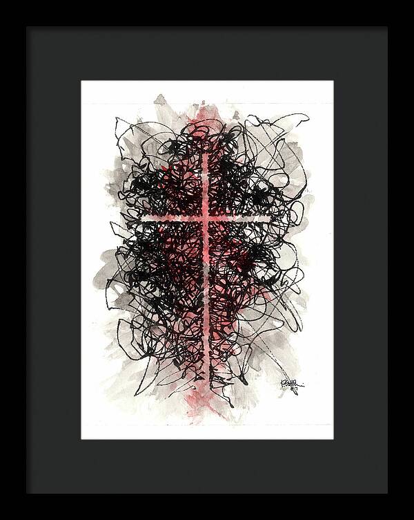 Chaos Order Cross 07 - Sorrowful Red - Framed Print