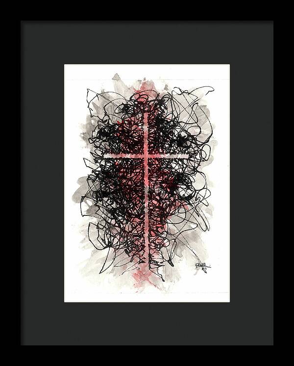 Chaos Order Cross 07 - Sorrowful Red - Framed Print