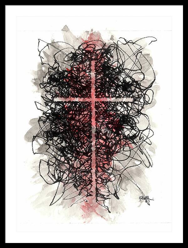 Chaos Order Cross 07 - Sorrowful Red - Framed Print