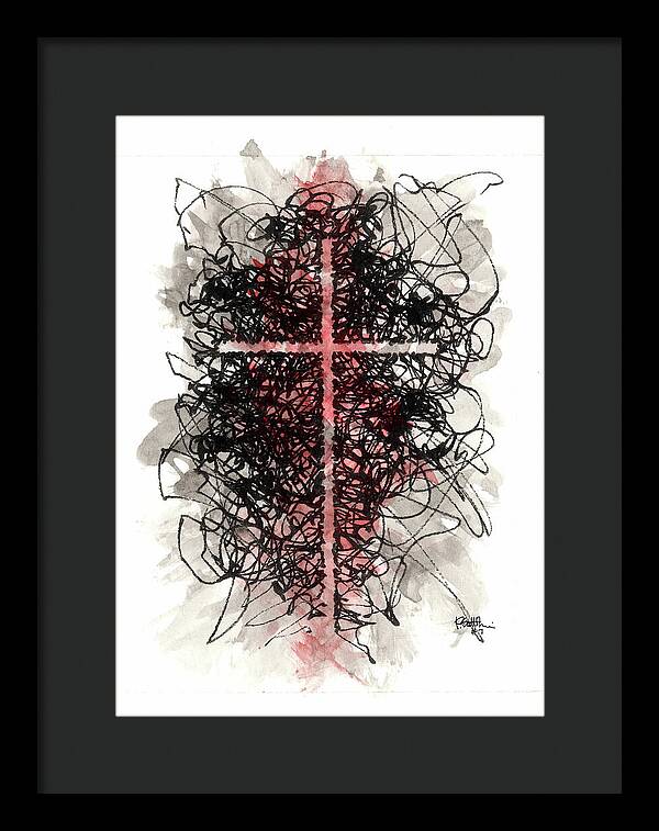 Chaos Order Cross 07 - Sorrowful Red - Framed Print