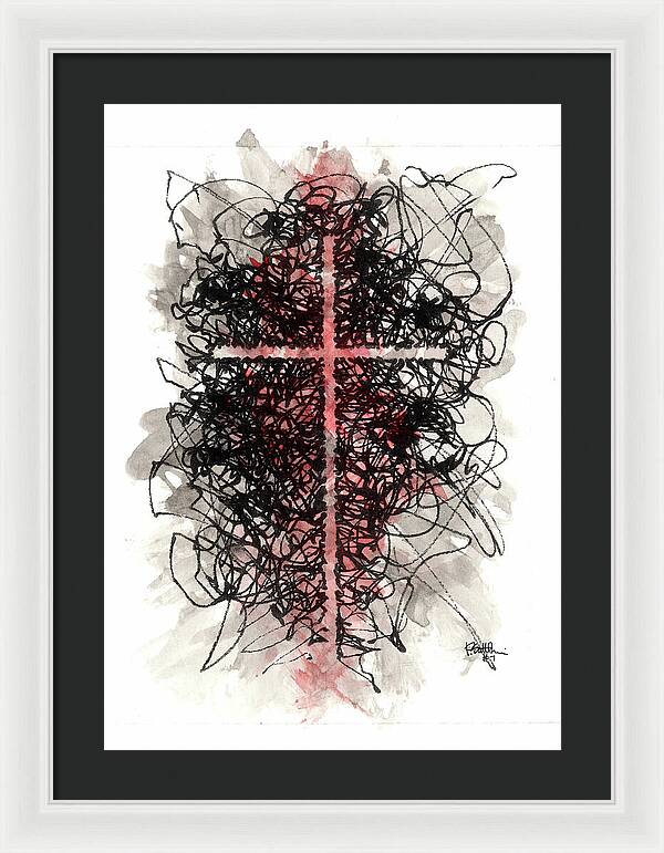 Chaos Order Cross 07 - Sorrowful Red - Framed Print