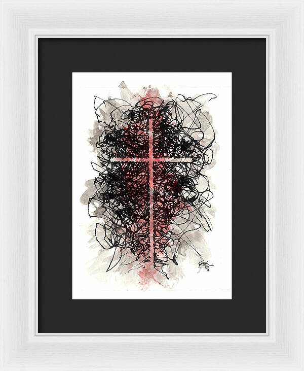 Chaos Order Cross 07 - Sorrowful Red - Framed Print
