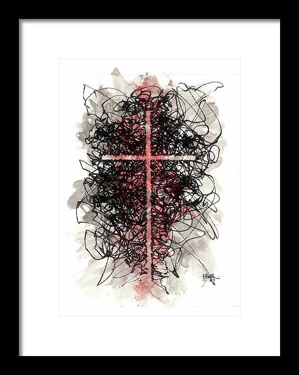 Chaos Order Cross 07 - Sorrowful Red - Framed Print