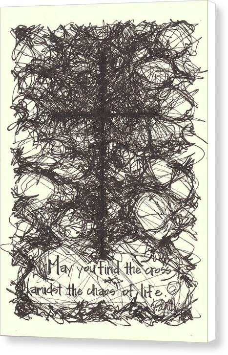 Chaos Order Cross 08 - Black and White - Canvas Print