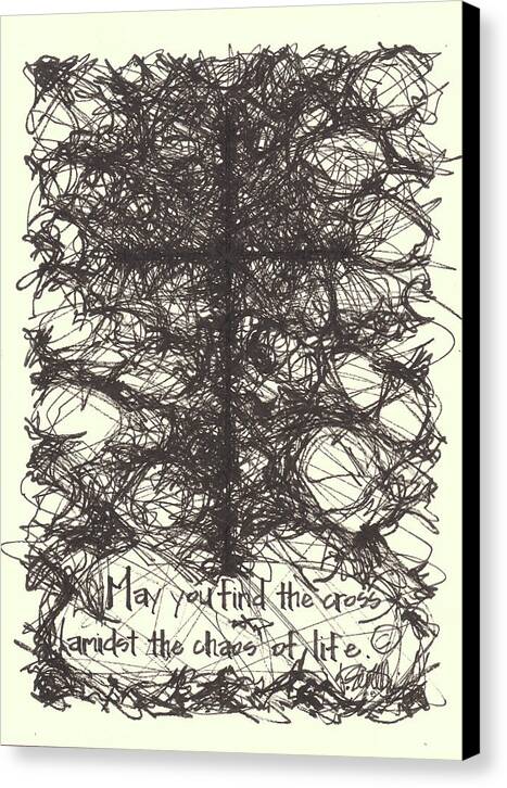 Chaos Order Cross 08 - Black and White - Canvas Print