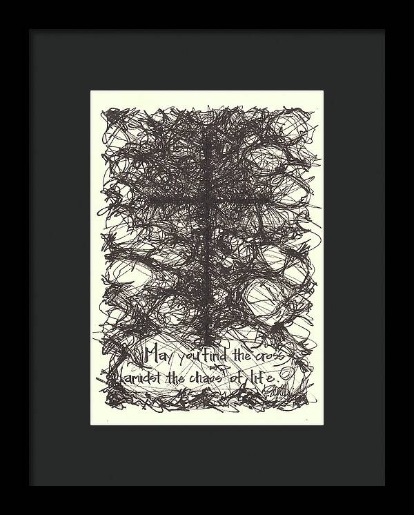 Chaos Order Cross 08 - Black and White - Framed Print