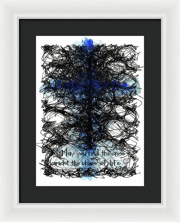 Chaos Order Cross 08 - Glorious Blue - Framed Print