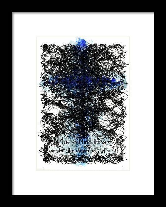 Chaos Order Cross 08 - Glorious Blue - Framed Print