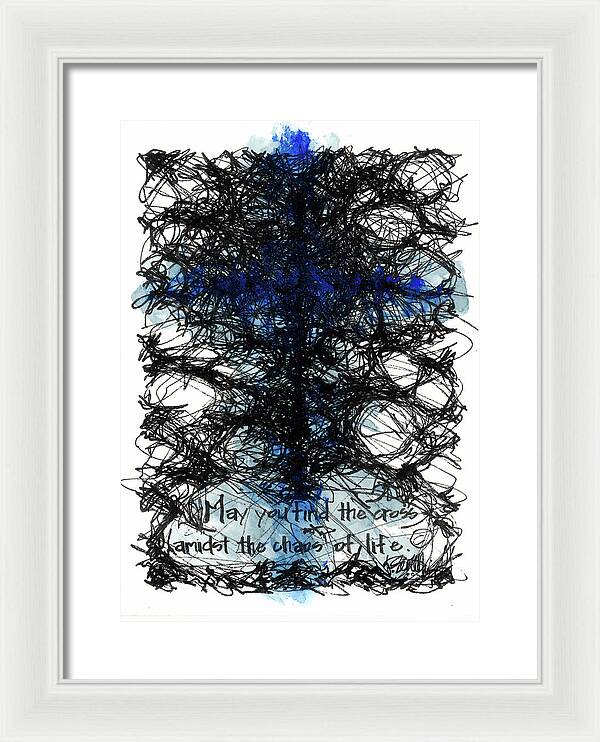 Chaos Order Cross 08 - Glorious Blue - Framed Print