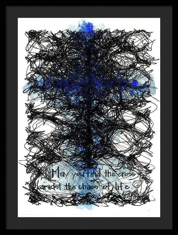 Chaos Order Cross 08 - Glorious Blue - Framed Print