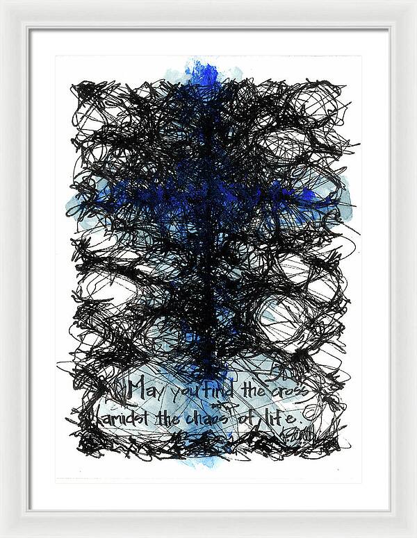 Chaos Order Cross 08 - Glorious Blue - Framed Print