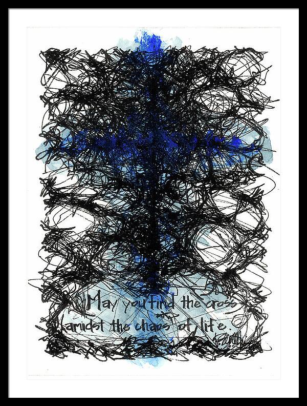 Chaos Order Cross 08 - Glorious Blue - Framed Print