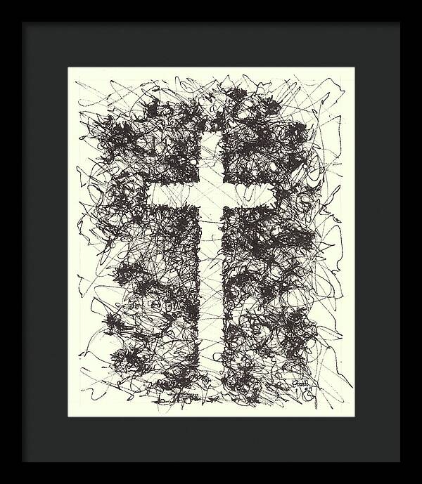 Chaos Order Cross 09 - Black and White - Framed Print