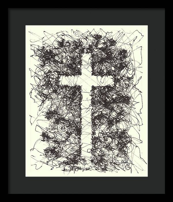Chaos Order Cross 09 - Black and White - Framed Print