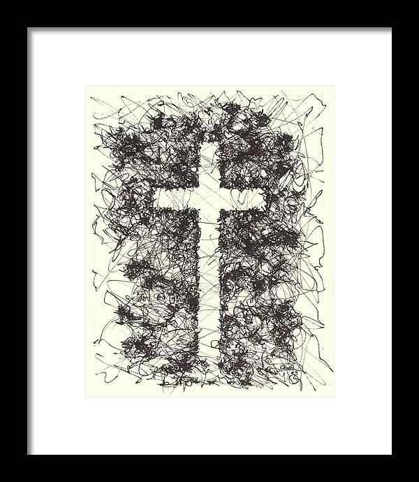Chaos Order Cross 09 - Black and White - Framed Print