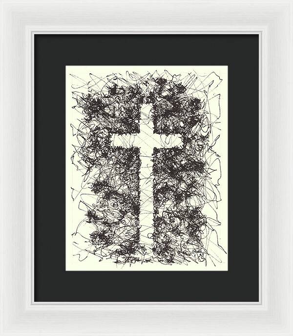 Chaos Order Cross 09 - Black and White - Framed Print