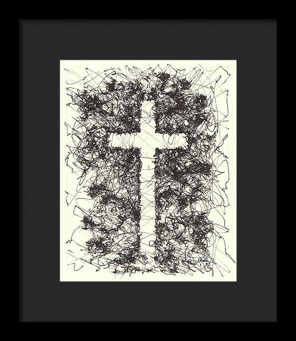 Chaos Order Cross 09 - Black and White - Framed Print