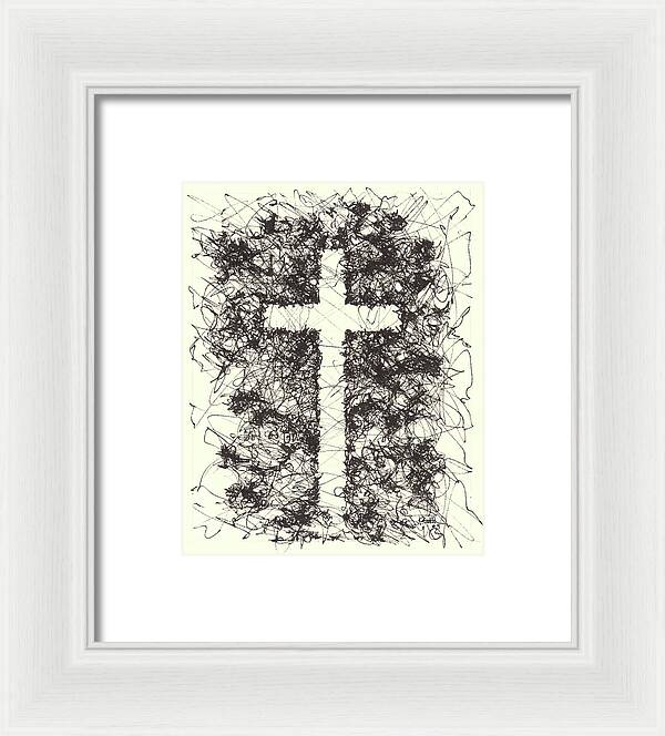 Chaos Order Cross 09 - Black and White - Framed Print
