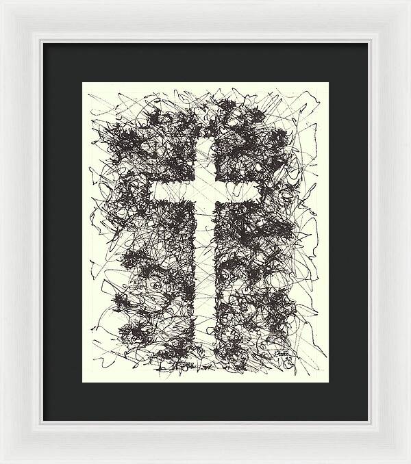 Chaos Order Cross 09 - Black and White - Framed Print