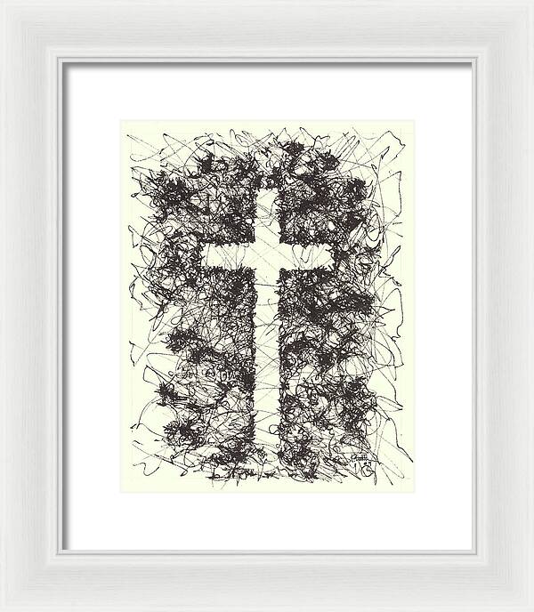 Chaos Order Cross 09 - Black and White - Framed Print
