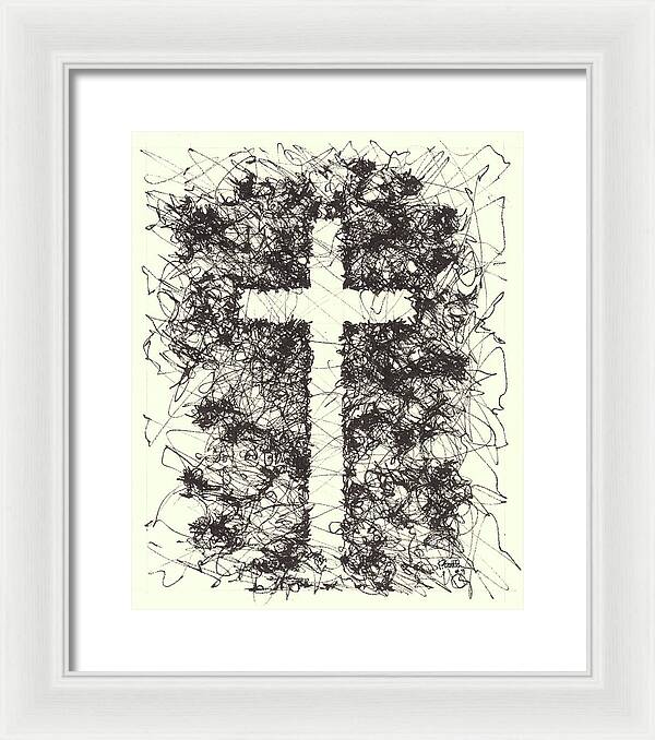 Chaos Order Cross 09 - Black and White - Framed Print