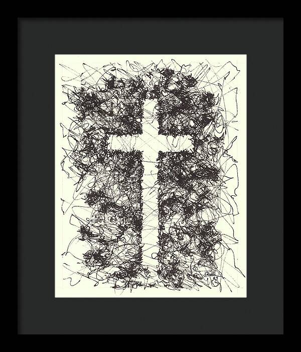 Chaos Order Cross 09 - Black and White - Framed Print